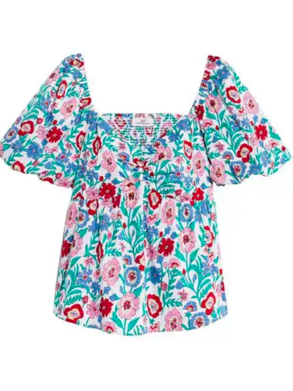NWT Vineyard Vines Multi Floral Puff Sleeve Top